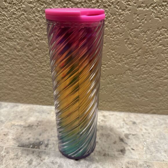 STARBUCKS Pride Rainbow Swirl Ice Hot Coffee 16oz Tumbler Tim Singleton 2023 Cup - Picture 2 of 4